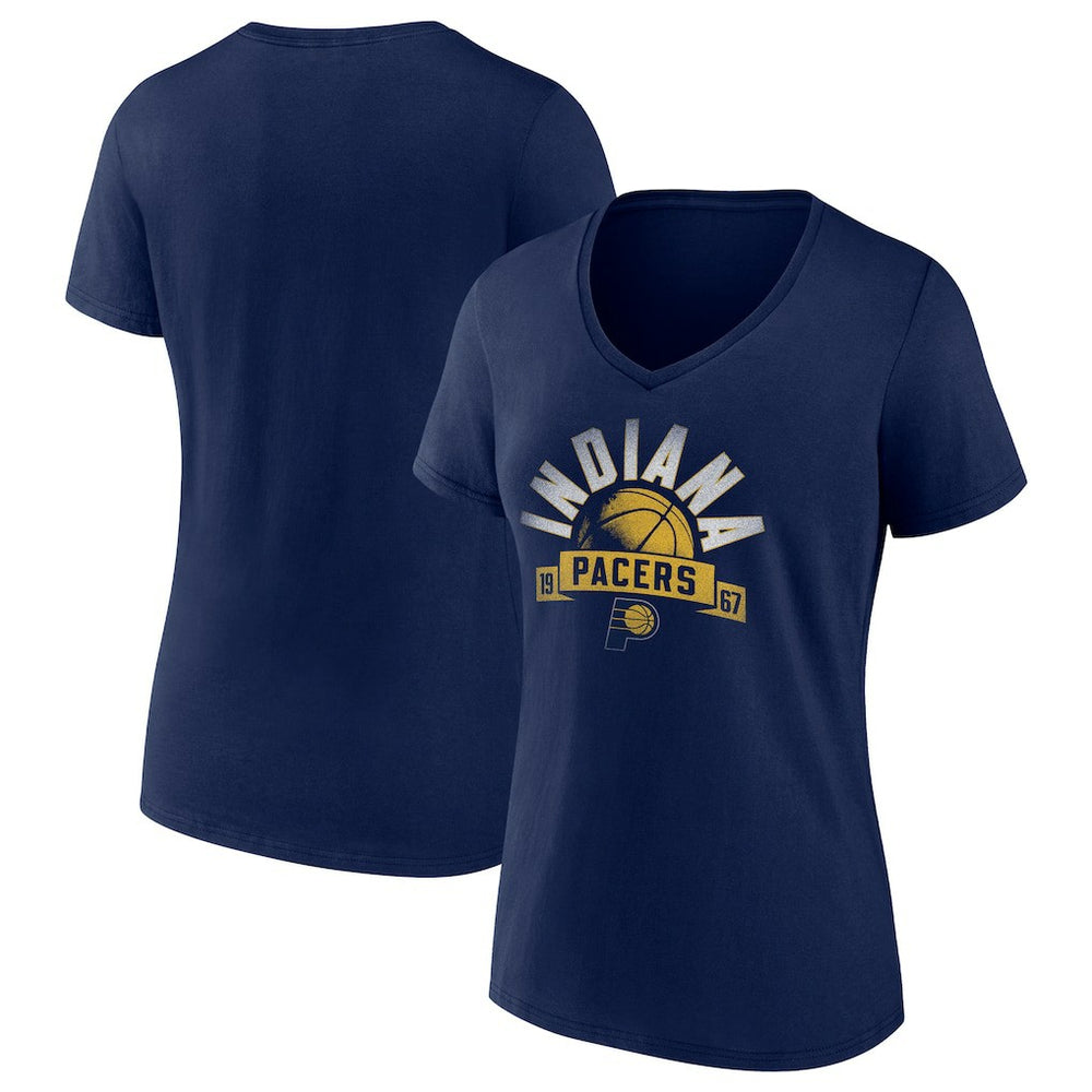 Indiana Pacers Women's '90s Graphic V-Neck T-Shirt Navy - NBA