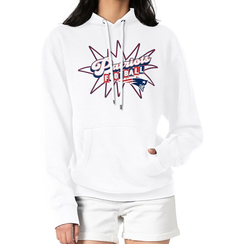 New England Patriots Starter Women's Drive-In Sign Pullover Hoodie White | NFL