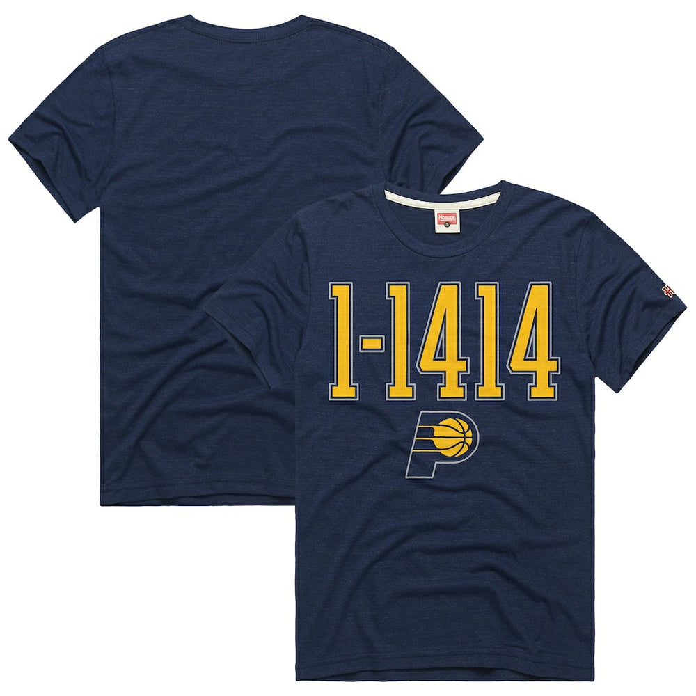 Indiana Pacers Homage Unisex The "1-1414" Comeback Record Tri-Blend T-Shirt Navy - NBA