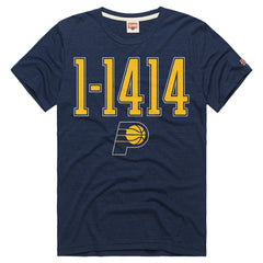 Indiana Pacers Homage Unisex The "1-1414" Comeback Record Tri-Blend T-Shirt Navy - NBA