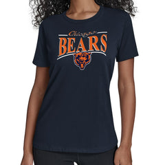 Chicago Bears Starter Women's Arch Stripe T-Shirt Navy | NFL