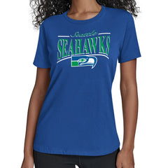 Seattle Seahawks Starter Women's Throwback Arch Stripe T-Shirt Royal | NFL