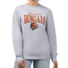 Cincinnati Bengals Starter Women's Arch Stripe Fleece Pullover Sweatshirt Gray | NFL