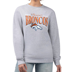 Denver Broncos Starter Women's Arch Stripe Fleece Pullover Sweatshirt Gray | NFL