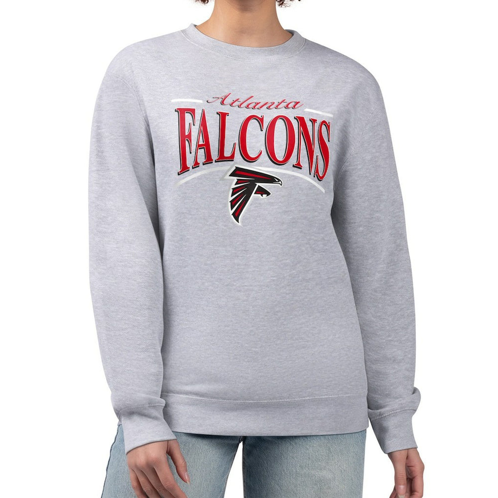 Atlanta Falcons Starter Women's Arch Stripe Fleece Pullover Sweatshirt Gray | NFL