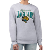 Jacksonville Jaguars Starter Women's Throwback Arch Stripe Fleece Pullover Sweatshirt Gray | NFL