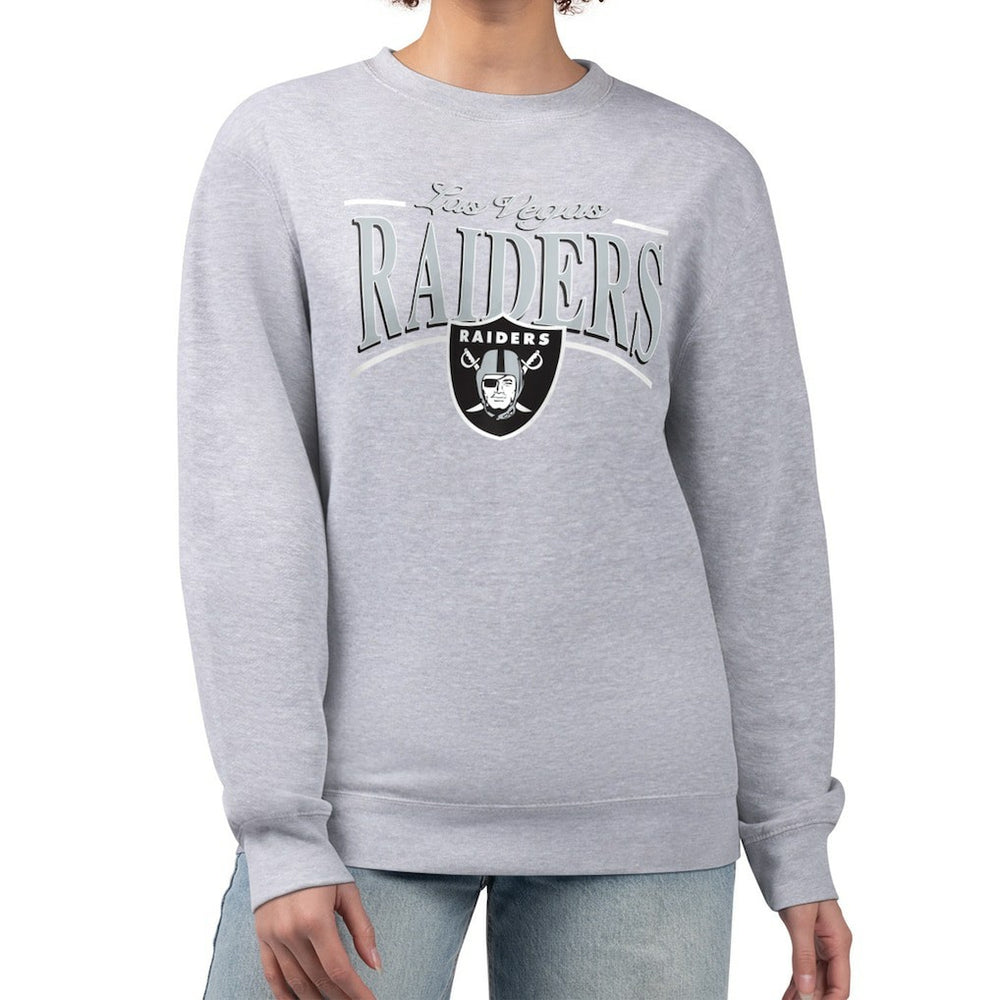 Las Vegas Raiders Starter Women's Arch Stripe Fleece Pullover Sweatshirt Gray | NFL
