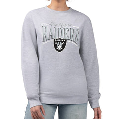 Las Vegas Raiders Starter Women's Arch Stripe Fleece Pullover Sweatshirt Gray | NFL