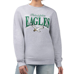 Philadelphia Eagles Starter Women's Throwback Arch Stripe Fleece Pullover Sweatshirt Gray | NFL