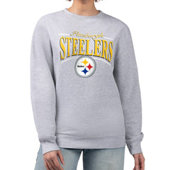 Pittsburgh Steelers Starter Women's Arch Stripe Fleece Pullover Sweatshirt Gray | NFL