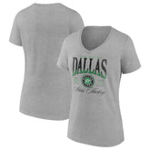 Dallas Stars Women's Retro Script V-Neck T-Shirt - Gray - NHL