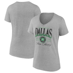 Dallas Stars Women's Retro Script V-Neck T-Shirt - Gray - NHL
