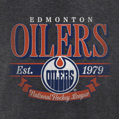 Edmonton Oilers Women's Retro Banner V-Neck T-Shirt - Charcoal - NHL