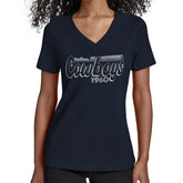 Dallas Cowboys Starter Women's Groovy Script V-Neck T-Shirt Navy | NFL