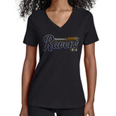 Baltimore Ravens Starter Women's Groovy Script V-Neck T-Shirt Black | NFL