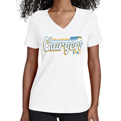 Los Angeles Chargers Starter Women's Groovy Script V-Neck T-Shirt White | NFL