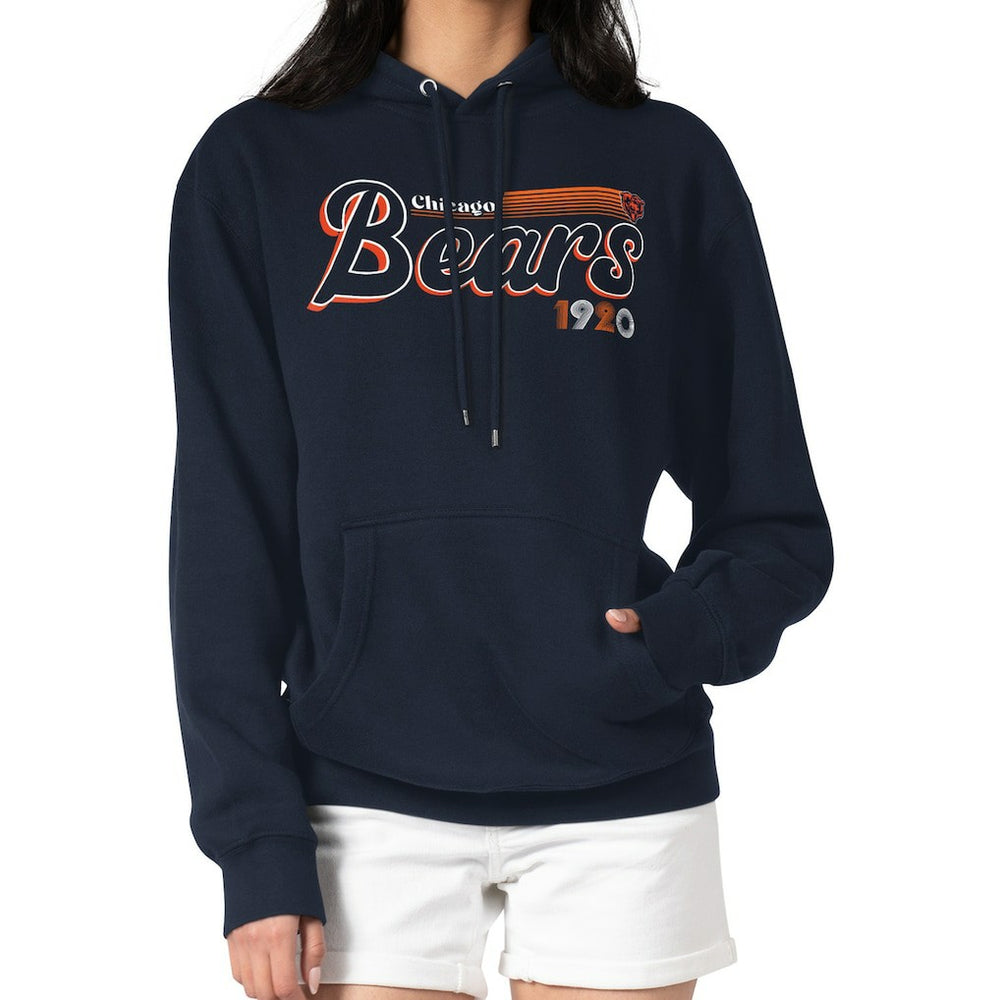 Chicago Bears Starter Women's Groovy Script Pullover Hoodie Navy | NFL