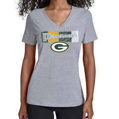 Green Bay Packers Starter Women's Color Shading V-Neck T-Shirt Gray | NFL