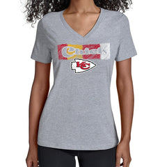 Kansas City Chiefs Starter Women's Color Shading V-Neck T-Shirt Gray | NFL