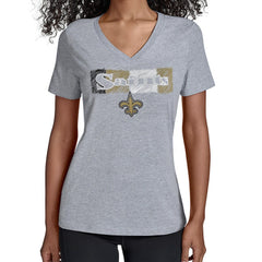 New Orleans Saints Starter Women's Color Shading V-Neck T-Shirt Gray | NFL