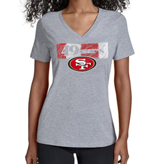 San Francisco 49ers Starter Women's Color Shading V-Neck T-Shirt Gray | NFL