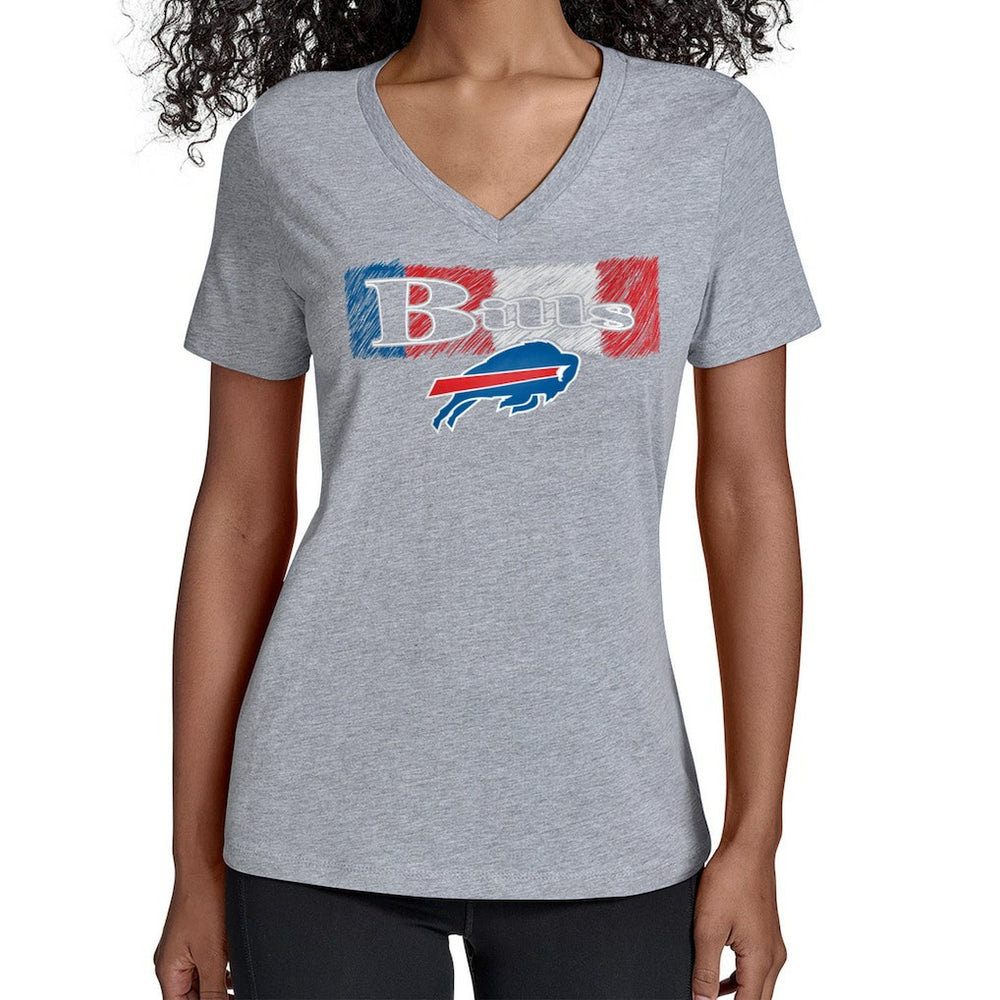 Buffalo Bills Starter Women's Color Shading V-Neck T-Shirt Gray | NFL