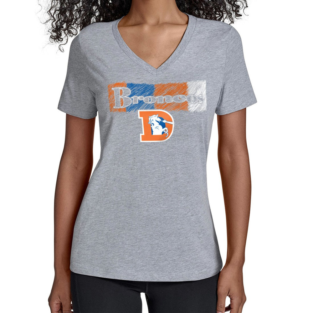 Denver Broncos Starter Women's Color Shading V-Neck T-Shirt Gray | NFL