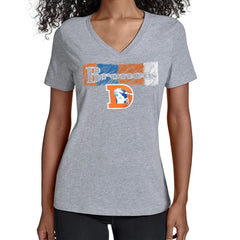 Denver Broncos Starter Women's Color Shading V-Neck T-Shirt Gray | NFL