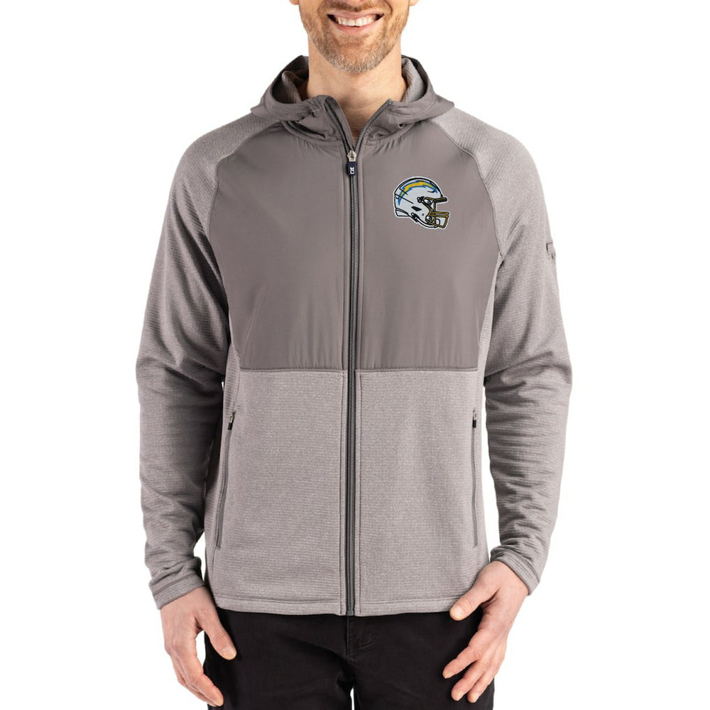 Los Angeles Chargers Cutter & Buck Peshastin Eco Fleece Recycled Raglan Full-Zip Tri-Blend Hybrid Jacket Heather Gray | NFL