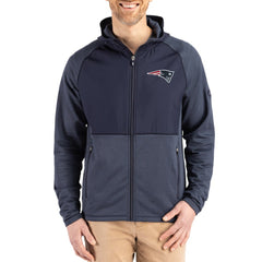 New England Patriots Cutter & Buck Peshastin Eco Fleece Recycled Raglan Full-Zip Tri-Blend Hybrid Jacket Heather Navy | NFL