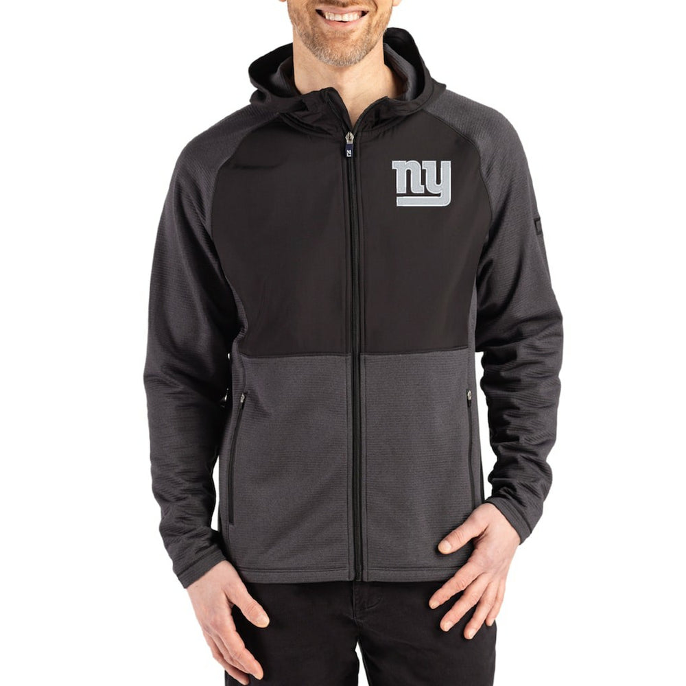 New York Giants Cutter & Buck Peshastin Eco Fleece Recycled Raglan Full-Zip Tri-Blend Hybrid Jacket Heather Black | NFL