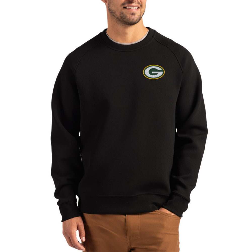 Green Bay Packers Cutter & Buck Primary Logo Roam Recycled Raglan Pullover Sweatshirt Black | NFL