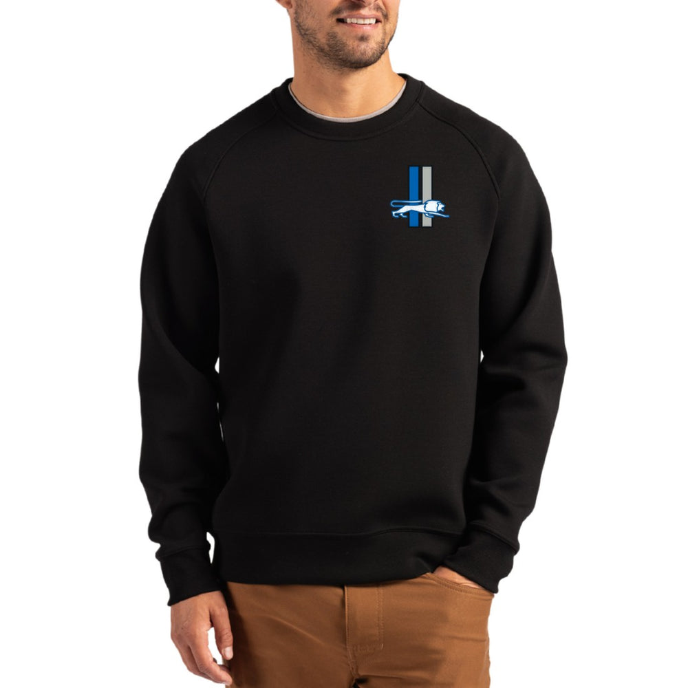 Detroit Lions Cutter & Buck Throwback Roam Recycled Raglan Pullover Sweatshirt Black | NFL