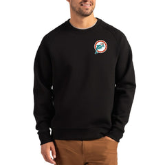 Miami Dolphins Cutter & Buck Throwback Roam Recycled Raglan Pullover Sweatshirt Black | NFL