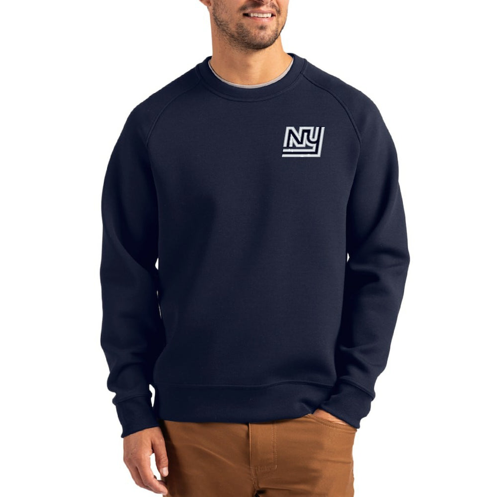 New York Giants Cutter & Buck Throwback Roam Recycled Raglan Pullover Sweatshirt Navy | NFL