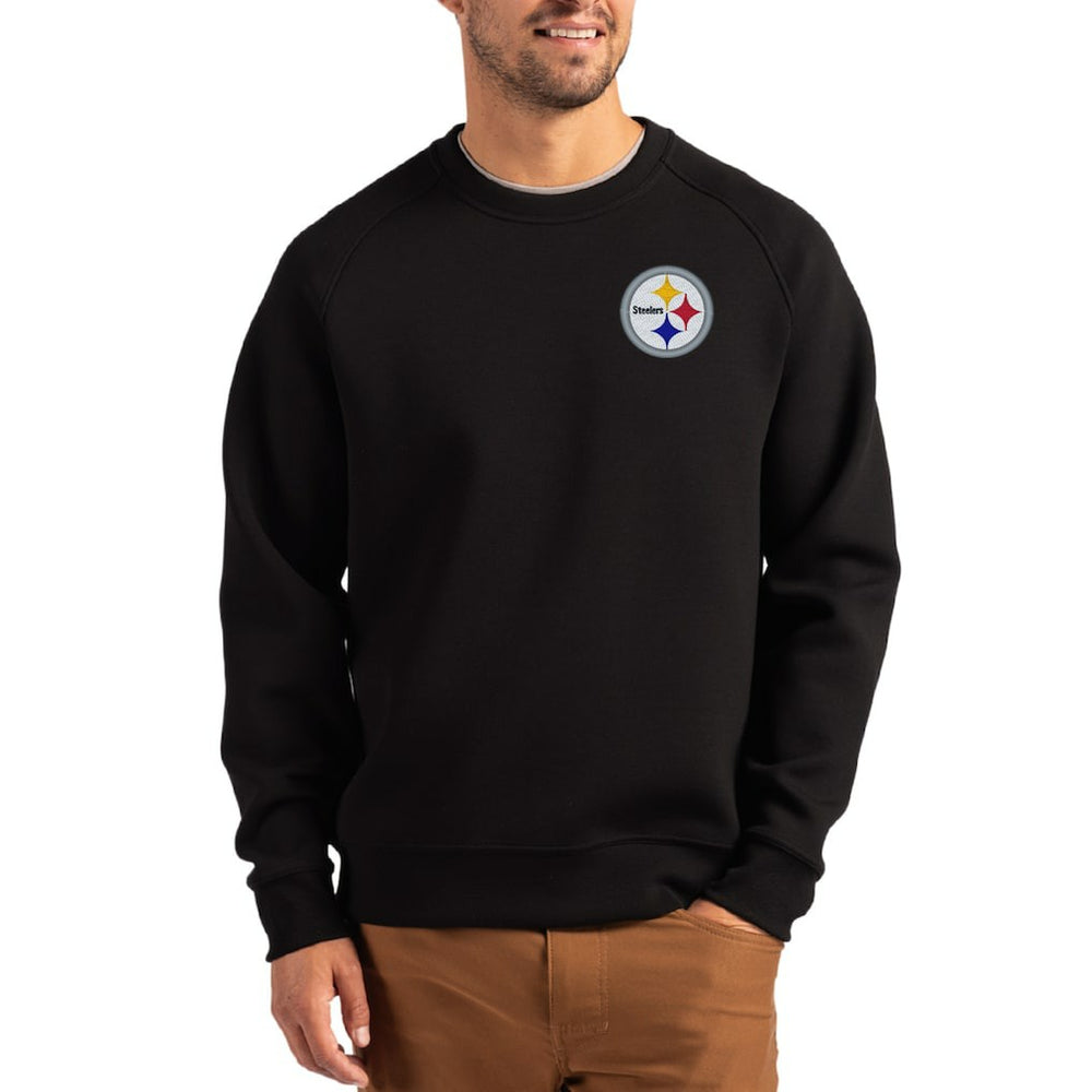 Pittsburgh Steelers Cutter & Buck Primary Logo Roam Recycled Raglan Pullover Sweatshirt Black | NFL