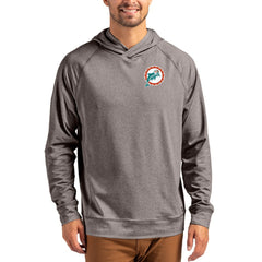 Miami Dolphins Cutter & Buck Adapt Historic Knit Recycled Raglan Pullover Hoodie Heather Gray | NFL