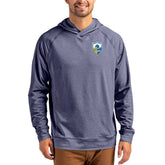 Los Angeles Chargers Cutter & Buck Adapt Historic Knit Recycled Raglan Pullover Hoodie Heather Navy | NFL