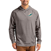 Miami Dolphins Cutter & Buck Adapt Historic Knit Recycled Raglan Pullover Hoodie Heather Gray | NFL