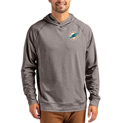 Miami Dolphins Cutter & Buck Adapt Historic Knit Recycled Raglan Pullover Hoodie Heather Gray | NFL