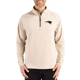 New England Patriots Cutter & Buck Adapt Eco Knit Stretch Recycled Quarter-Zip Pullover Tan | NFL