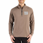 New York Giants Cutter & Buck Adapt Eco Knit Stretch Recycled Quarter-Zip Pullover Brown | NFL