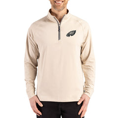 Philadelphia Eagles Cutter & Buck Adapt Eco Knit Stretch Recycled Quarter-Zip Pullover Tan | NFL
