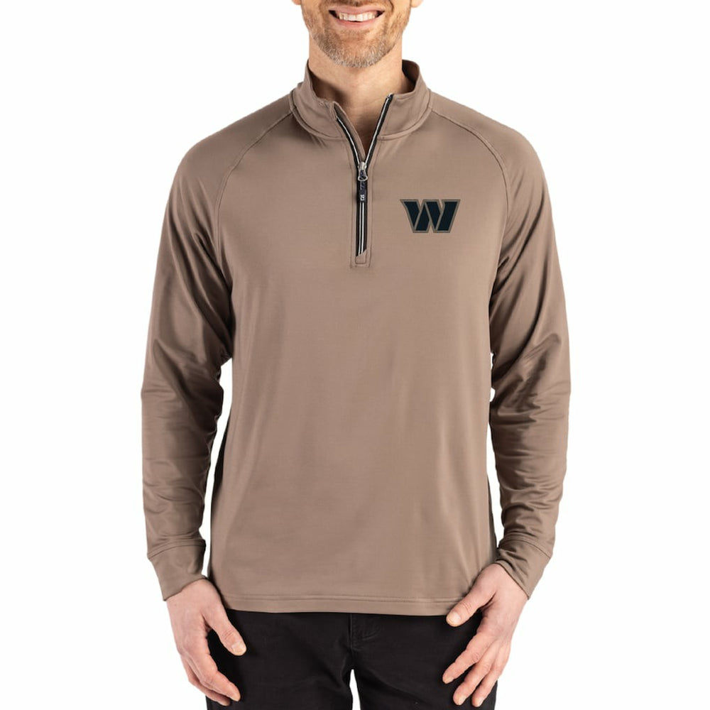 Washington Commanders Cutter & Buck Adapt Eco Knit Stretch Recycled Quarter-Zip Pullover Brown | NFL