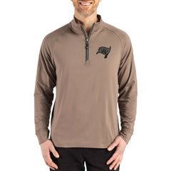 Tampa Bay Buccaneers Cutter & Buck Adapt Eco Knit Stretch Recycled Quarter-Zip Pullover Brown | NFL