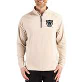 Las Vegas Raiders Cutter & Buck Adapt Eco Knit Stretch Recycled Quarter-Zip Pullover Tan | NFL