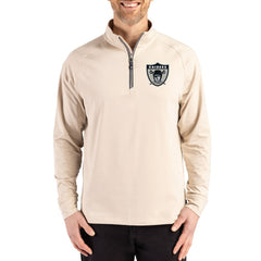 Las Vegas Raiders Cutter & Buck Adapt Eco Knit Stretch Recycled Quarter-Zip Pullover Tan | NFL