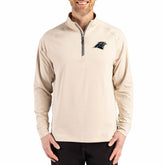 Carolina Panthers Cutter & Buck Adapt Eco Knit Stretch Recycled Quarter-Zip Pullover Tan | NFL