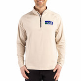 Seattle Seahawks Cutter & Buck Adapt Eco Knit Stretch Recycled Quarter-Zip Pullover Tan | NFL