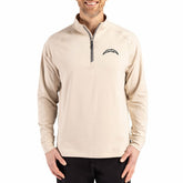 Los Angeles Chargers Cutter & Buck Adapt Eco Knit Stretch Recycled Quarter-Zip Pullover Tan | NFL